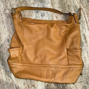Vintage b. makowsky Tan Pebbled Leather Shoulder Bag